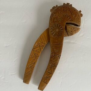 Hand Carved Norwegian Nutcracker: Antique Wooden Kitchen Decor